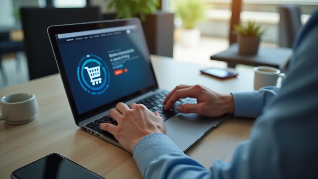 Close-up of secure checkout page on computer screen showing payment options and security badges