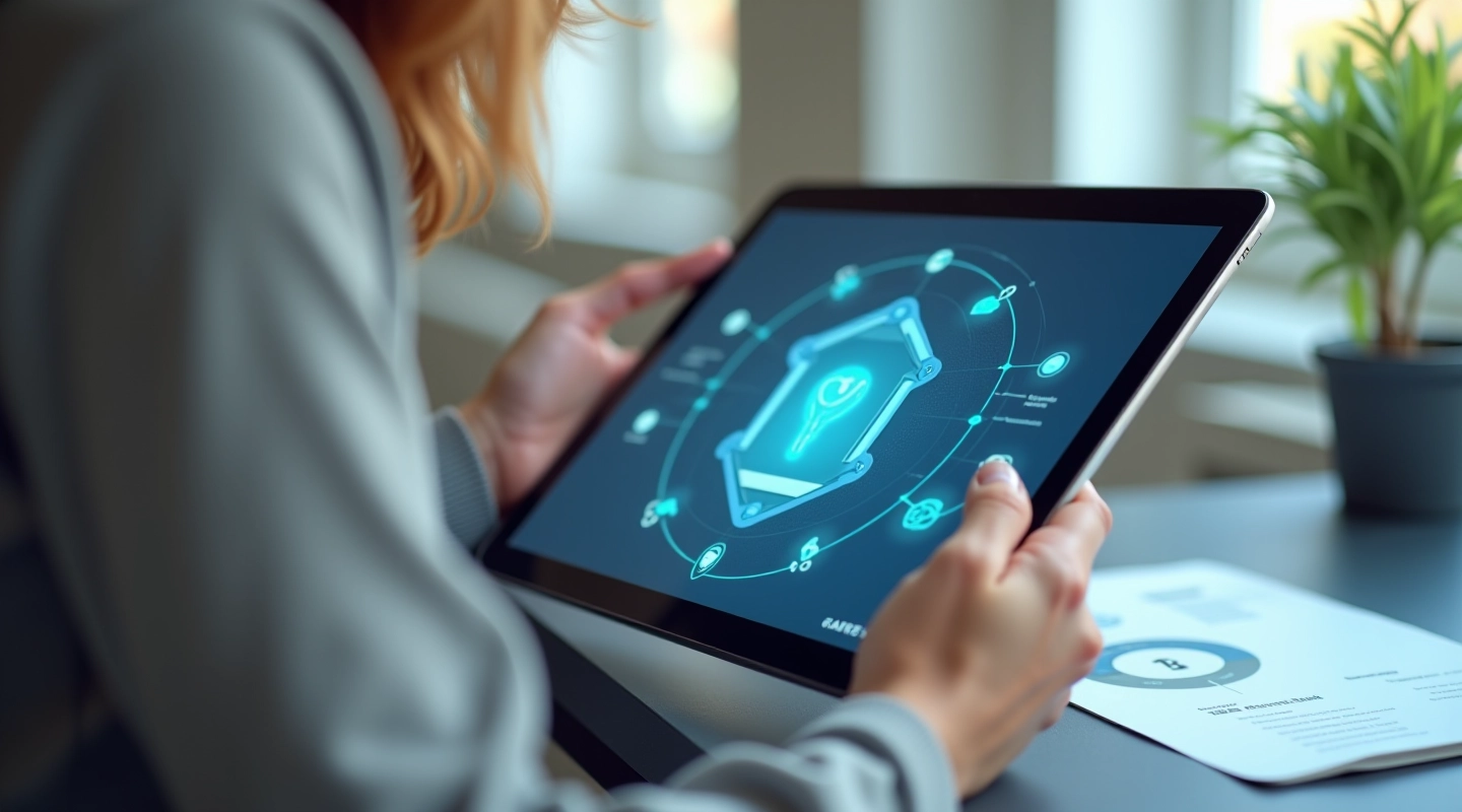 Secure digital banking and shopping interface on tablet device